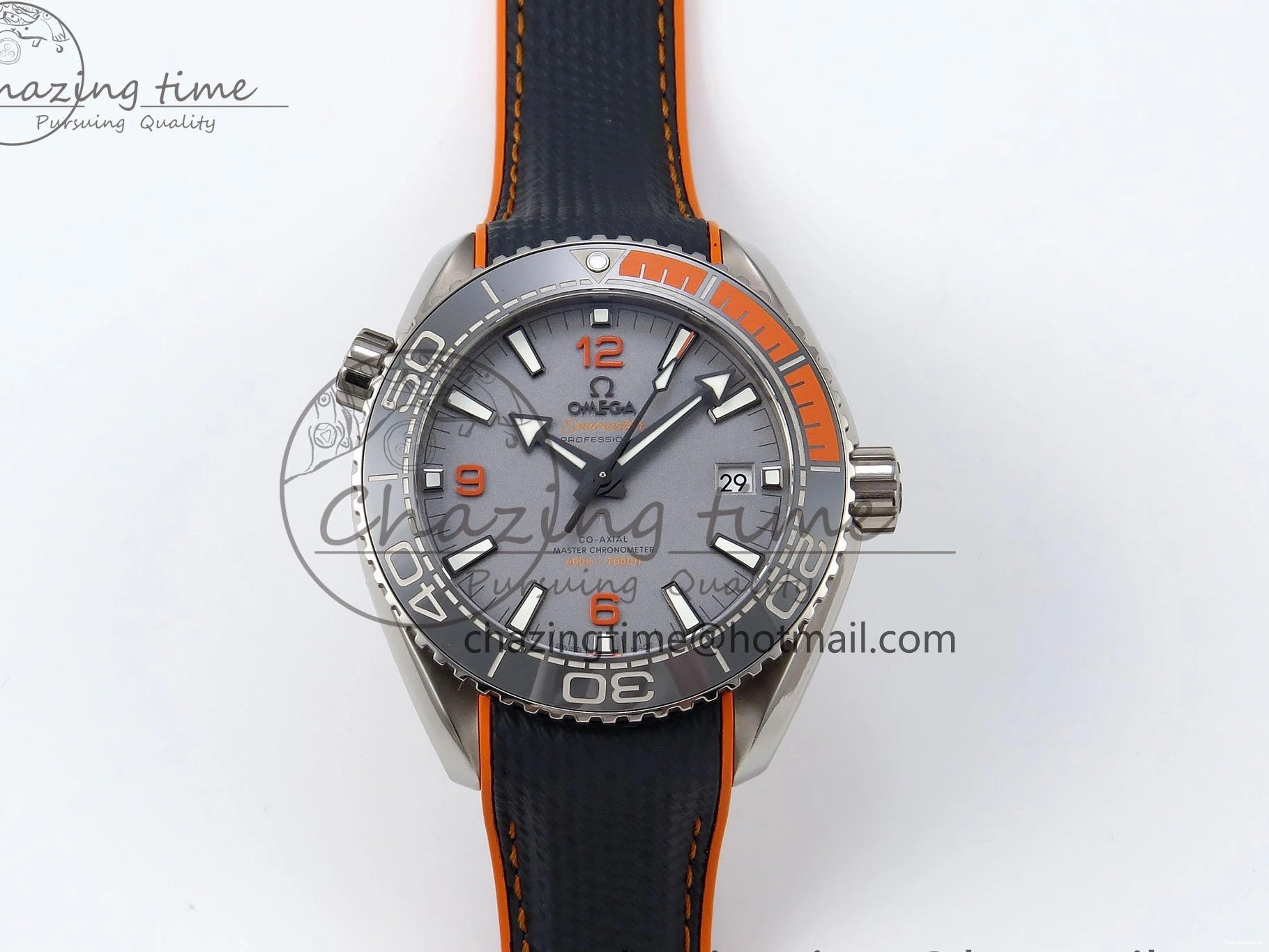 1226 Comfortable Planet Ocean 43.5mm SS VSF 1:1 Best Edition Black Orange Bezel Gray Dial on Nylon Strap A8900 Super Clone V 7730
